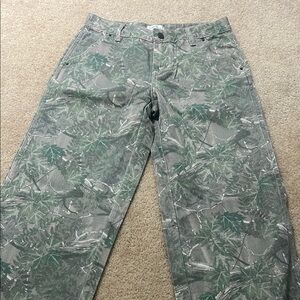 PacSun Green and White Patterned Pants
